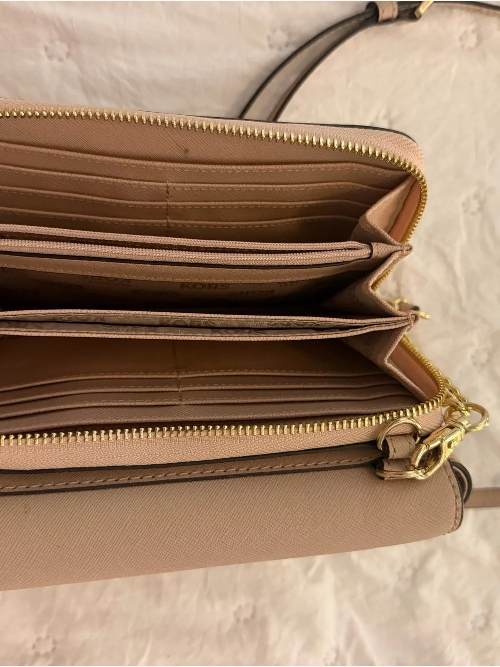 Beige Crossbody Shoulder Bag with Gold Hardware